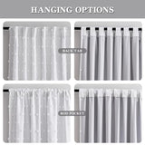 MYSKY HOME White Blackout Curtains for Bedroom 84 Inches Long 100% Light Blocking Drapes for Girls Kids Room Pom Pom Sheer Thermal Insulated Room Darkening Window Panels Back Tab Set of 2, 52W x 84L