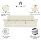 URBANLIFE Stretch Sofa Covers & Loveseat Couch Covers for 3 Cushion Sofa with 2 Cushion Sofa for Living Room Slipcover Set, Cream