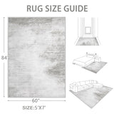 Area Rugs 5x7 Living Room: Washable Rug Modern Abstract Rugs Soft Non Slip Neutral Rug Stain Resistant Indoor Carpet for Bedroom Kitchen Dining Room Nursery Home Office Rugs(Grey,5'x7')