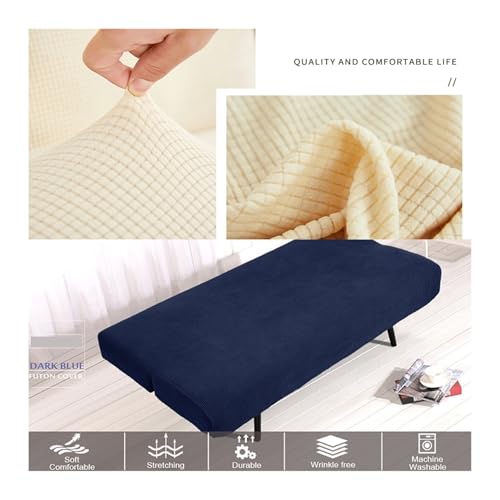 Waterproof Futon Cover Stretch Sofa Bed Slipcover Armless Furniture Protector for RV Camper Full Queen Size Foldable Sofa Bed Loveseat Slipcover Machine Washable(Purple,63-75in/160-190cm)