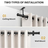 Black Curtain Rod 72-144 Inch, 1" Diameter Curtain Rods for Windows, Heavy Duty Long Drapery Rod with Brackets for Bedroom, Living Room, Kitchen, Patio