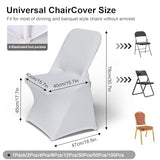 Trlyc Spandex Folding Chair Covers 100 Pcs Universal Fitted Dining Chair Cover Stretchy Slipcovers for Wedding Party Banquet Flat-Front Chairs Covers (White)