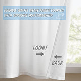 Home Queen White Waffle Bathroom Window Curtains, Water Repellent Rod Pocket Kitchen Drapes for Small Window, 2 Panels, 36 W X 45 L Inch Each