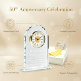 Anxingo 50th Wedding Anniversary Clock, Gold Crystal Quartz Clock for Parents, Elegant Golden Keepsake for Couples, 50 Years of Love Celebration Gift, 5.91x7.87 Inch (Battery Not Included)