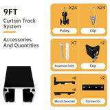 MaKefeile Ceiling Curtain Track,Curtain Track Wall Mounted,Ceiling Mount Rail Room Divider Tracks Extra Long Curtains Rod for Living Room Bedroom Patio Sliding Door Curtains with Clips,Black 9ft