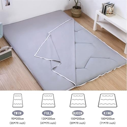 Futon Mattress Cover Zippered for Traditional Japanese Floor Mattress Super Soft Futon Floor Mats Cover, Machine Washable(Pink,Twin)