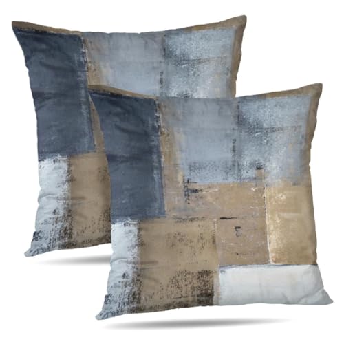 Throw Pillow Covers for Couch, 18x18 Inch, 2 Pack, Brown Grey