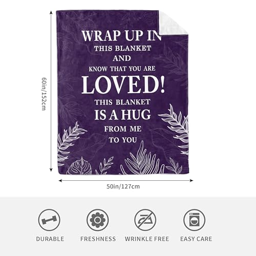 Gifts for Women Christmas, Inspirational Gifts for Woman, Cozy Soft Throw Blankets for Women, Positive/Spiritual Gifts, Purple Gifts for Older Woman, Get Well Gifts, Love Hug Blanket 60”x50”