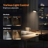 LEPOWER Clip on Light/Reading Lights/Book Light/Desk Lamp Color Changeable/Night Lights Clip on for Desk, Bed Headboard and Computers, Adapter Included (Black) Metal