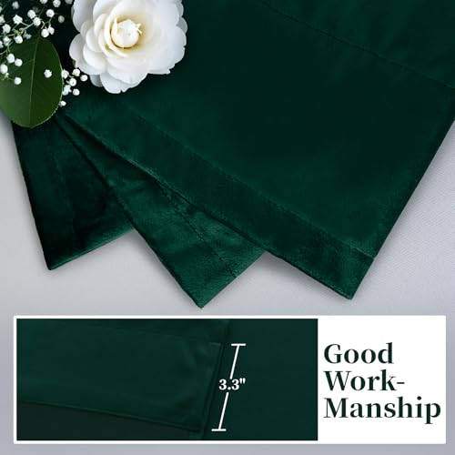 SimpleHome Dark Green Velvet Curtains 96 Inches for Living Room,Rod Pocket Luxury Blackout Velvet Curtains Thermal Insulated 2 Panels Room Darkening Drapes,W40 x L96