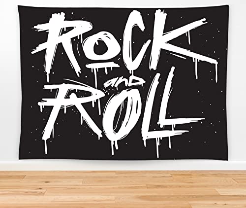 feelacle Rock And Roll Tapestry 60" X 40" Rock`N`Roll Wall Hanging Party Decorations Home Decor For Bedroom Living Room Dorm (150 X 100cm)