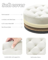 Bsketa Round Storage Ottoman, 14" Folding Velvet Foot Stool Rest,Beige