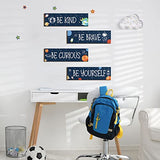 Yookeer 4 Pcs Space Room Decor for Kids Teen Boys Inspirational Outer Space Wall Art Decor Motivational Hanging Galaxy Wood Plaque Sign for Back to School Playroom Nursery Classroom Dorm(Blue)