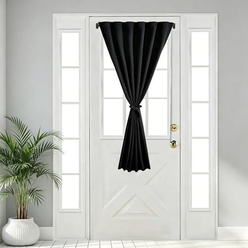 1 Pack French Door Curtain Rod Adjustable 18-30 Inch, 3/8 In. Diameter, Cafe Curtain Rod, Sash Curtain Rods for Door Window (Black)