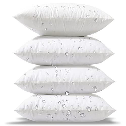 Phantoscope Bundle -Pack of 4 Outdoor Water Resistant Throw Pillow Inserts 18 Inches & Set of 4 Happy Halloween Decorative Throw Pillow Covers
