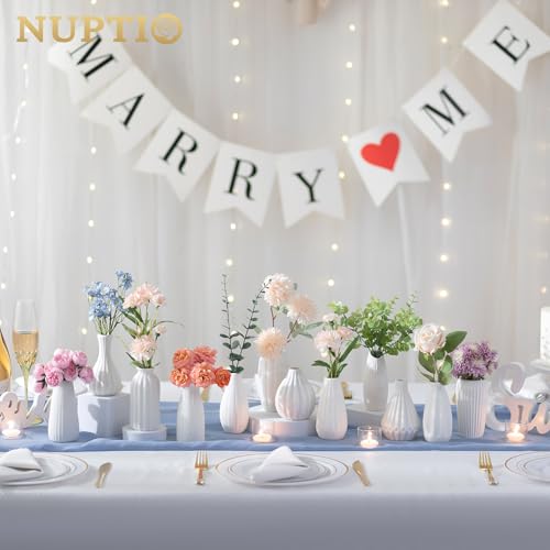 White Ceramic Vase for Table Decor: NUPTIO Small Bud Vases for Flowers - Centerpiece Table Decorations for Christmas Home Wedding Dining Room Set of 4