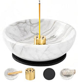 Incense Holder, Natural Marble Incense Holder for Sticks with 9 Incense Holes, Handmade Incense Stick Burner Ideal for Smudging, Decoration