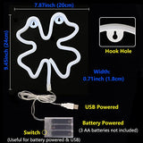 Neon Signs Shamrocks Shaped St. Patrick's Day Decorations, Green LED Clover Neon Lights for Wall Decor Battery/USB Operated Night Lights Bar Lamp for Home, Christmas, Halloween, Bedroom Decor