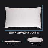 EDOW Luxury Throw Pillow Insert, Soft Fluffy Down Alternative Polyester Square Form Decorative Pillow Insert,Sham Stuffer,Cotton Cover for Sofa, Couch,Bed and Car. (White, 12x20)