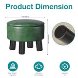 Small Foot Stool Ottoman with Storage, Faux Leather Ottoman Foot Rest for Couch, Round Footstool Ottomans for Living Room (Green)