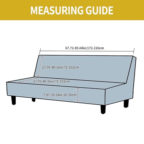 Velvet Stretch Futon Slipcover, Armless Sofa Bed Elastic Furniture Protector Foldable Couch Cover(Camel)