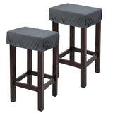 uxcell 2 Pcs Seat Covers for Dining Chairs, Bar Stool Covers Stretch Chair Seat Protector Waterproof Saddle Stools Slipcover with Elastic Band for Kitchen Bar, Diamond Pattern Dark Gray
