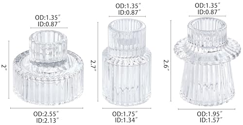 Vixdonos Glass Candlestick Holders Tealight Candle Holders for Table Centerpieces, Wedding Decor and Dinner Party (6 Pcs, Clear)