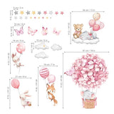 decalmile Animals Hot Air Balloon Wall Decals Flowers Balloons Elephant Bear Wall Stickers Baby Nursery Girls Bedroom Toddler Room Wall Decor