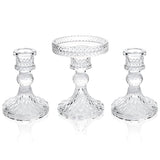 Unity Candle Holder - Glass Candle Holders for Pillar Candles Taper Candles, Glass Candlestick Holders Set of 3, Decorative Clear Glass Candlestick Holder for Wedding Table Dinning Church Centerpiece