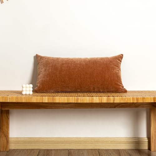 Chenille Lumbar Pillow Covers 14X26 inch Dark Orange