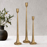 Iron Taper Candle Holder Set of 3 - Decorative Tall Candle Stand, Candlestick Holder for Wedding, Dining Table, Party Decoration (Antique Brass)