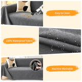 Deep Dream Cat-Scratch Resistant Couch Cover, Waterproof Sofa Cover for 3 Cushion Couch Washable, Pet Friendly Couch Protectors Anti Slip Thickened Love Seat Slipcovers for Pets, 71" x 118", Dark Grey