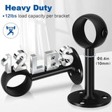 TOKPLNU Curtain Rod Brackets, Ceiling Heavy Duty Holders, Black 4 Pack Hooks Hangers for 1 1/4-Inch Drape Poles