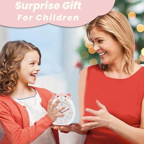 Kids Alarm Clock, Analog Alarm Clocks, Cute Cartoon Decorative Small Desk Clock for Bedroom, Bedside, Living Room, Shelf, Not Include Battery