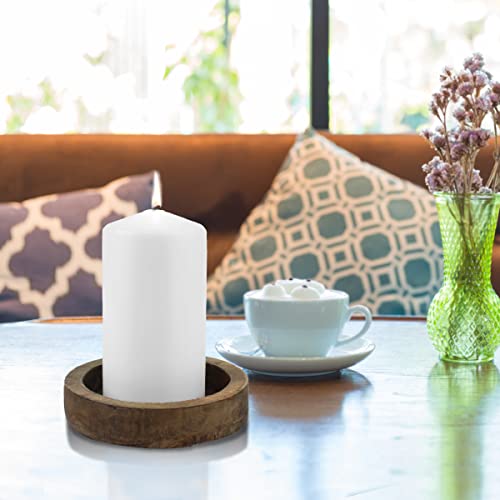 Stonebriar 3 Pack Tall 3 x 6 Inch 65 Hour Long Burning Unscented White Wax Pillar Candles
