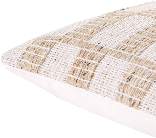 Livabliss x Galey Alix Katalina Indoor/Outdoor Accent Pillow Cover with Poly Insert, 20" L x 20" W, Beige/Checkered