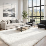4x6 Fluffy Shag Area Rugs for Living Room Bedroom: Soft Plush Carpet White