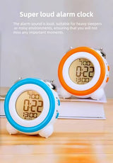Super Loud Alarm Clock, Twin Bell Battery Operated with Snooze Function, Silent Mode, Backlight Display, Date and Week Calendar, Retro Ringing Design, Suitable for Home Office (Red)