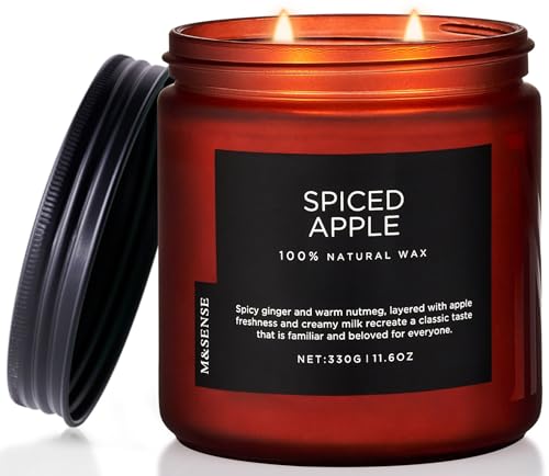 M&SENSE Spiced Apple Scented Candle Non Toxic Soy Wax for Home Aromatherapy