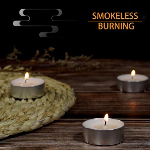 Tea Light Candles 32Pcs, 4 Hour Long time Burning, Bulk White Unscented Smokeless Tea Candles for Home, Shabbat, Weddings, Events, Emergencies (32Pcs-White)