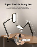 LED Desk Lamp for Home Office, Eye-Care Dual-Side Desk Light with Clamp and Stepless Knob Remote, 50 Lighting Modes, Memory, Adjustable Arm Clamp on Light for Video Conference, Zoom Call, Study