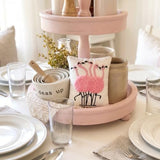 Novabright Pink Flamingo Tiered Tray Decor 4" x 5" Mini Decorative Pillow with 3D Towel Embroidery Small Summer Flamingo Pillow Tropical Summer Beach Theme Cushion Decor for Home Kitchen Table Party