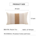 Lumbar Throw Pillow Covers 12 x 20 Inch 1PC for Farmhouse Living Room, Cotton & Burlap Textured Striped Woven Boho Pillow Covers (Beige & Brown, Single Striped)