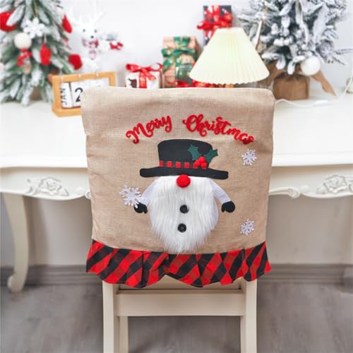 Festive Christmas Chair Back Adorable Cartoon Santa Chair Back Decor ForXmas Kitchen Dining Slipcovers