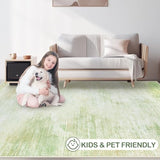 Area Rugs 6x9 Living Room: Washable Rug Modern Abstract Large Rugs Soft Non Slip Neutral Rug Stain Resistant Indoor Carpet for Bedroom Kitchen Dining Room Nursery Home Rugs(Green,6'x9')