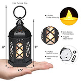 (8Pack-5Inch) Mini Lantern with Flickering LED Candle for Table Centerpiece, Black Halloween Decorations, Small Hanging Decorative Lantern for Wedding Christmas, Fall Garden Party Decor for Home