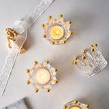 Vixdonos Votive Candle Holders Set of 6 Crown Glass Tealight Candle Holder for Wedding, Party and Home Decor (Gold Tips)