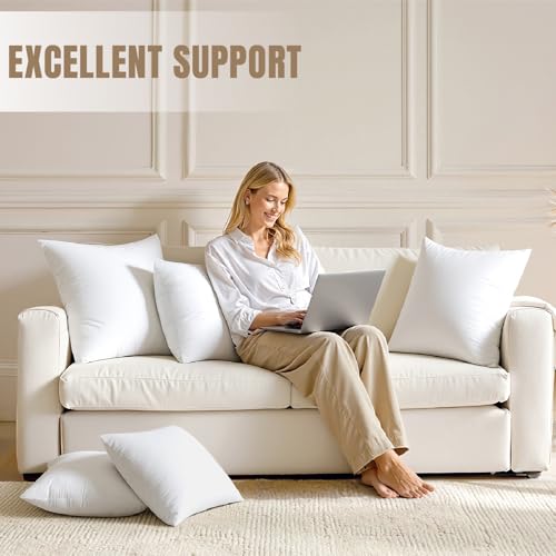 MIULEE 18x18 Pillow Inserts,Set of 2 100% Virgin Microfiber with Cotton Cover Throw Pillows for Couch Sofa and Bed