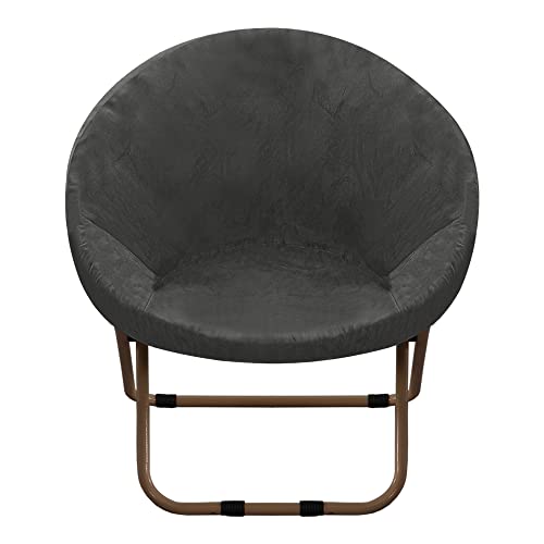 Velvet Papasan Chair Cover Slipcover – Stretch Round Saucer Cushion Cover, Fits 37-48 Inch, Washable Furniture Protector for Living Room, Dorm, Nursery (Grey, Medium)