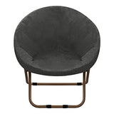 Velvet Papasan Chair Cover Slipcover – Stretch Round Saucer Cushion Cover, Fits 37-48 Inch, Washable Furniture Protector for Living Room, Dorm, Nursery (Grey, Medium)